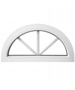Ventana semicircular fija de PVC blanco con barrotillos ingléses