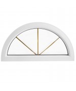 Ventana semicircular fija de PVC blanco con barrotillos ingléses