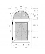 Ventana arco batiente 570x1000mm de PVC color winchester con barrotillos ingléses