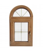 Ventana arco batiente 570x1000mm de PVC color winchester con barrotillos ingléses