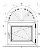 Ventana arco oscilobatiente 700x900mm de PVC blanco