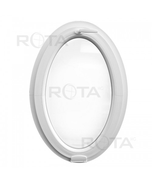 Ventana ovalada oscilante de PVC blanco con bisagras &#039;Estetic3D&#039; (vertical)