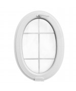 Ventana ovalada oscilante de PVC blanco con barrotillos ingléses