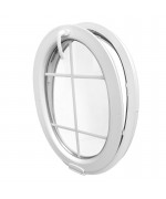 Ventana ovalada oscilante de PVC blanco con barrotillos ingléses