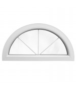 Ventana semicircular fija de PVC blanco con barrotillos ingléses
