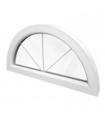 Ventana semicircular fija de PVC blanco con barrotillos ingléses