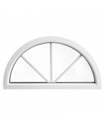 Ventana semicircular fija de PVC blanco con barrotillos ingléses