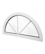 Ventana semicircular fija de PVC blanco con barrotillos ingléses