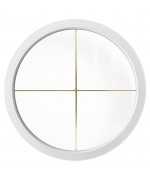 Ventana redonda fija de PVC bianco con barrotillos ingléses
