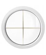 Ventana redonda fija de PVC bianco con barrotillos ingléses