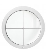 Ventana redonda fija de PVC bianco con barrotillos ingléses