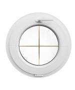 Ventana redonda oscilante de PVC blanco con barrotillos ingléses