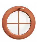 Ventana redonda oscilante de PVC color RAL con barrotillos ingléses