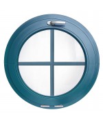 Ventana redonda oscilante de PVC color RAL con barrotillos ingléses