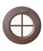 Ventana redonda oscilante de PVC color RAL con barrotillos ingléses