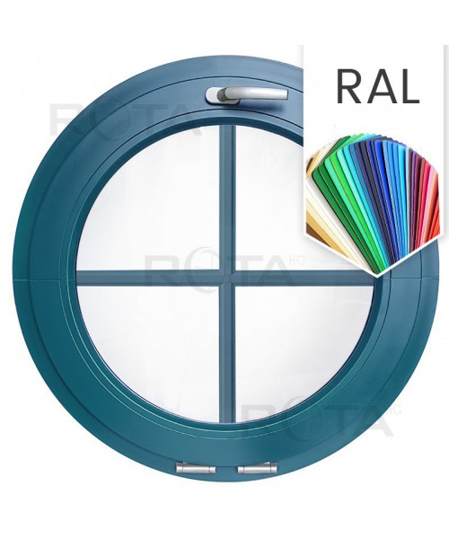 Ventana redonda oscilante de PVC color RAL con barrotillos ingléses
