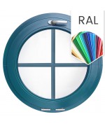 Ventana redonda oscilante de PVC color RAL con barrotillos ingléses