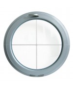 Ventana redonda oscilante de PVC color RAL con barrotillos ingléses