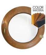 Ventana redonda practicable de PVC color imitación madera
