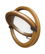 Ventana redonda basculante o pivotante de PVC color imitación madera