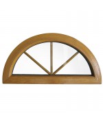 Ventana semi redonda fija de PVC color imitación madera con barrotillos ingléses