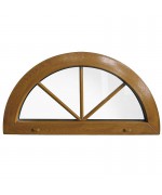 Ventana semi redonda fija de PVC color imitación madera con barrotillos ingléses