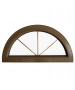 Ventana semi redonda fija de PVC color imitación madera con barrotillos ingléses