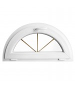 Ventana semi redonda oscilante de PVC blanco con barrotillos ingléses