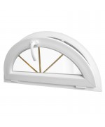Ventana semi redonda oscilante de PVC blanco con barrotillos ingléses