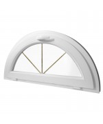 Ventana semi redonda oscilante de PVC blanco con barrotillos ingléses