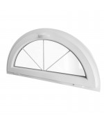 Ventana semi redonda oscilante de PVC blanco con barrotillos ingléses