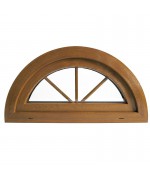 Ventana semi redonda oscilante de PVC color imitación madera con barrotillos ingléses