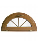 Ventana semi redonda oscilante de PVC color imitación madera con barrotillos ingléses