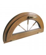 Ventana semi redonda oscilante de PVC color imitación madera con barrotillos ingléses