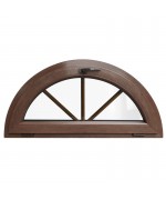 Ventana semi redonda oscilante de PVC color imitación madera con barrotillos ingléses