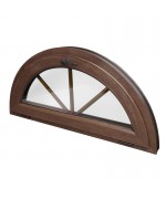 Ventana semi redonda oscilante de PVC color imitación madera con barrotillos ingléses