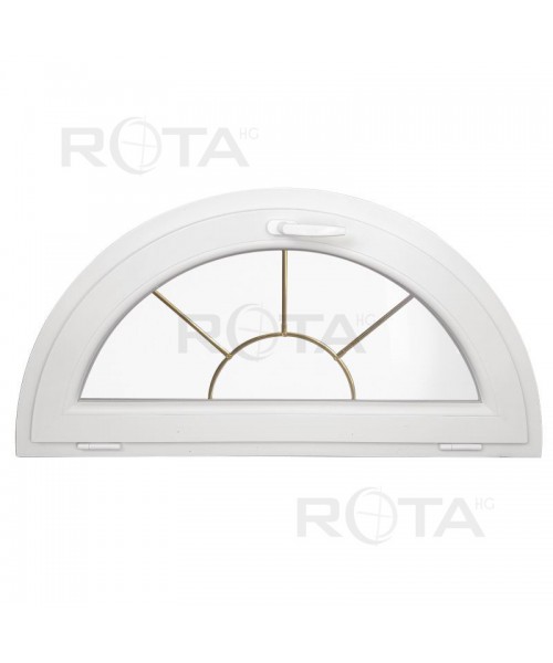 Ventana semi redonda oscilante de PVC blanco con barrotillos especiales