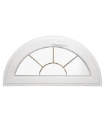 Ventana semi redonda oscilante de PVC blanco con barrotillos especiales