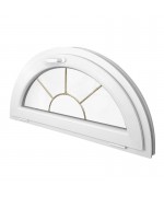 Ventana semi redonda oscilante de PVC blanco con barrotillos especiales