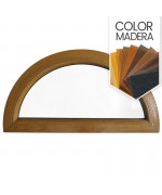 Ventana semi redonda fija de PVC color imitación madera