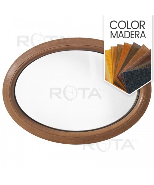 Ventana ovalada fija de PVC color imitación madera (horizontal)