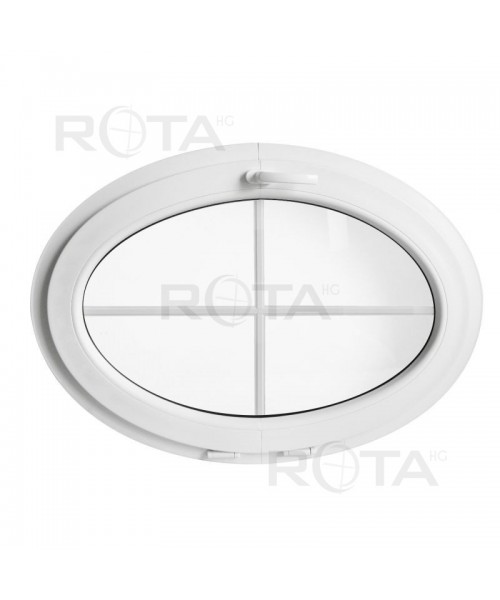 Ventana ovalada oscilante de PVC blanco con barrotillos ingléses