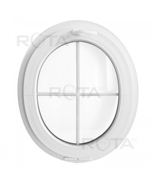 Ventana ovalada oscilante de PVC con barrotillos ingléses