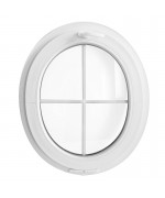 Ventana ovalada oscilante de PVC con barrotillos ingléses
