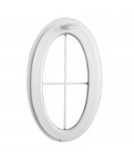 Ventana ovalada oscilante de PVC con barrotillos ingléses