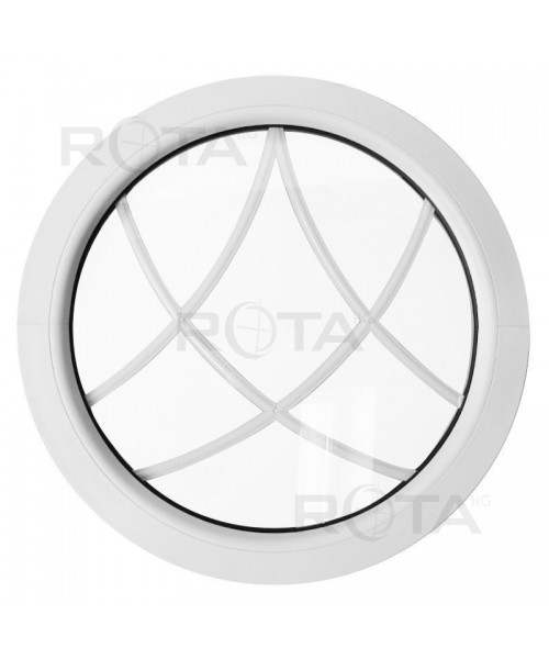Ventana redonda fija de PVC blanco con barrotillos especiales