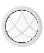Ventana redonda fija de PVC blanco con barrotillos especiales