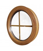 Fenêtre ronde fixe à petits carreaux PVC couleur bois au choix
