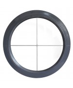 Fenêtre ronde fixe à petits carreaux PVC couleur bois au choix