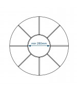 Fenêtre ronde à soufflet en couleur bois avec les croisillons motif soleil